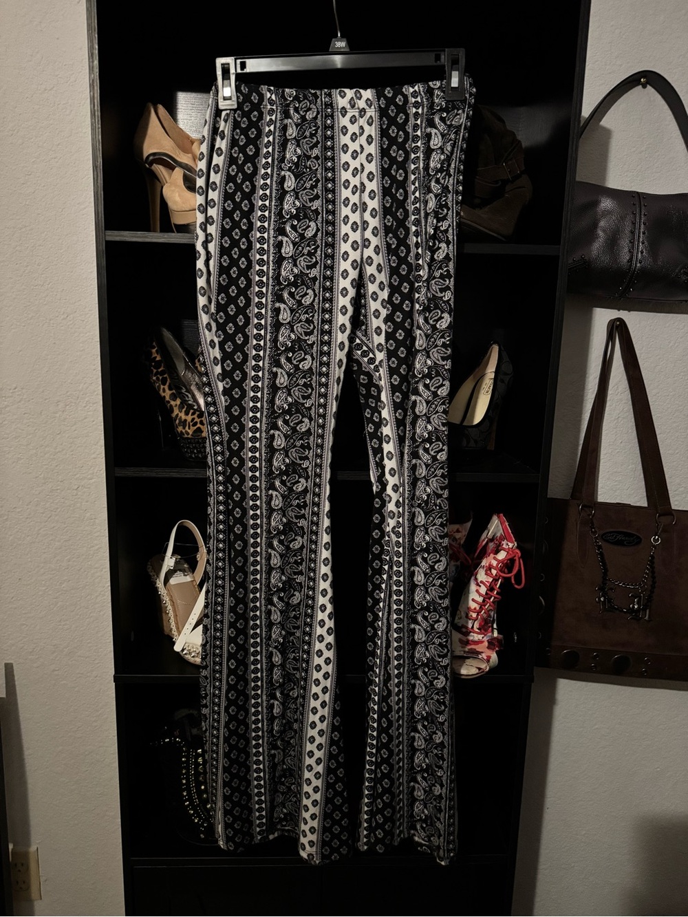 Fashion Nova Black & White Printed Wide-Leg Pants